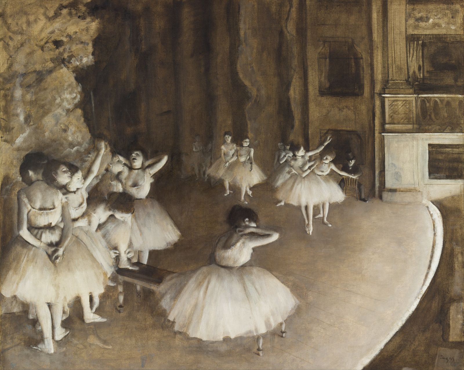Эдгар Дега - Репетиция балета на сцене